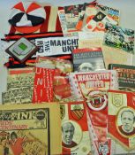 Manchester United football memorabilia selection including programmes, season tickets, hats,