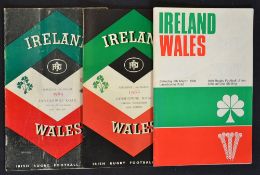 3x Ireland vs Wales rugby programmes from the 1960s to include '64, '66 and '68