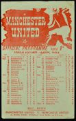 1945/1946 Manchester United v Sheffield Wednesday Football programme at Maine Road, date 20 Apr in