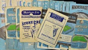 1956 Onwards Manchester City football programme selection including 1948 v Manchester United, 1952 v