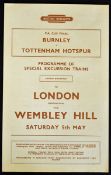 1962 British Rail Handbill Burnley v Tottenham Hotspur, F.A. Cup Final special excursion for Burnley