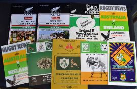 Collection of Ireland Overseas Tours Test match programmes from the 1970s onwards to include vs