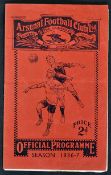 1936/1937 Arsenal v Manchester United (FA Cup) Football programme 30 January 1937 at Highbury.