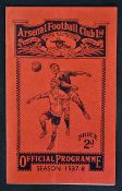 1937-38 Arsenal v Preston North End Football programme date 12 Feb FA Cup 5th round match, some