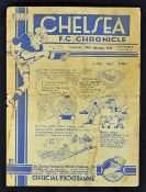 1938/1939 Chelsea v Manchester United Football programme date 28 January 1939 at Stamford Bridge.