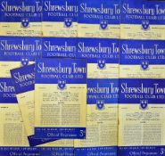 Collection of Shrewsbury Town home Football programmes for season 1953/1954 (15) Fair-good.