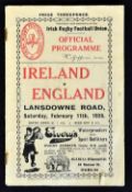 1928 Ireland vs England rugby programme played at Lansdowne Road, England won 7-6 and the Grand Slam