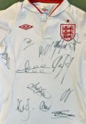 2012 England Signed Football shirt includes Hart, Ferdinand, Milner and more, a replica shirt signed