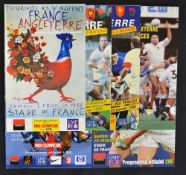 Collection of France v England rugby programmes (H) from the 1990/00's to include '90, '92 (