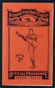 1938/1939 Arsenal v Manchester United Football programme 15 April 1939 at Highbury (also has the