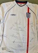 2002 England Signed Football shirt signed by Beckham, Scholes, Gerrard, Ferdinand, Lampard, Owen,