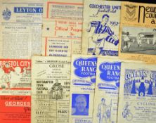 Collection of Shrewsbury Town Away Football programmes season 1952/1953 (9) Fair condition overall