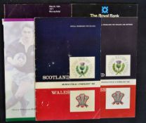 Scotland v Wales rugby programmes from 1960's onwards to include '63, '67, '77, '83 and '95 some