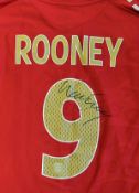 2006 Wayne Rooney Signed England Football shirt signed to the back in ink by Rooney, no 9, red