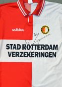 Wim Jansen signed Feyenoord Football shirt replica shirt, signed to the front, red and white shirt