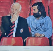 Signed George Best 'Almost Full Time' Football print signed by George Best in ink and also the