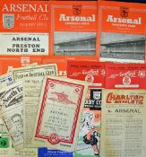 Selection of Arsenal Football programmes homes matches v 1946/47 Leeds Utd 1948/49 Sheffield Utd,