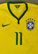 2014 Oscar Signed Brazil Football shirt a yellow replica shirt, with no 11 to front and back, signed