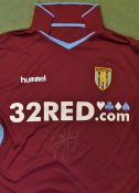 Gareth Barry Signed Aston Villa Football shirt a replica shirt, signed to the front, blank to the