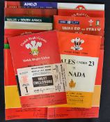 Collection of Wales vs Overseas Int. Touring Team Rugby Programmes from 1960s onwards to include