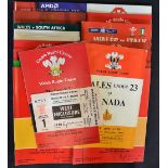 Collection of Wales vs Overseas Int. Touring Team Rugby Programmes from 1960s onwards to include