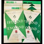 Complete run of Ireland v England rugby programmes (H) from 1955 to 2001 - some slight pocket wear
