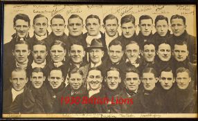 Rare 1930 British Lions signed rugby team photograph - for the 5th tour to New Zealand and signed