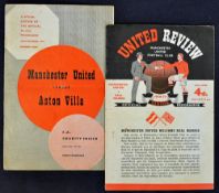 1957 Manchester United v Aston Villa Charity Shield Football programme date 22 October plus 1957