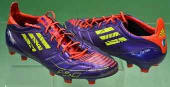 Pair of David Silva signed Adidas F50 football boots worn whilst playing for Spain. Adidas adizero