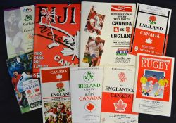 9x Canada rugby test match programmes (H&A) from the 1980s/90s to include 6x vs England incl 3x (A),