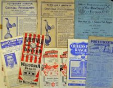Selection of 1940s onwards Football programmes to include 1944/45 West Ham Utd v QPR 1945/46