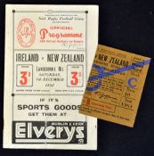 1935 Ireland vs New Zealand rugby programme and match ticket played at Lansdowne Road the New