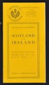 1922 Scotland v Ireland rugby programme played at Inverleith - with Roll of Honour of Scottish