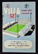 1961 League Cup Final Aston Villa v Rotherham united football programme 2nd leg date Sep 5th 1961,