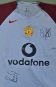 Paul Scholes and Ryan Giggs Signed Manchester United Football shirt a replica shirt, in grey