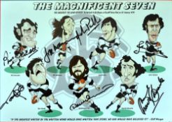 1973 Barbarians v New Zealand signed print titled "The Magnificent Seven -the greatest try ever