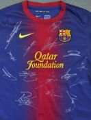 2012 Barcelona Signed Football shirt a replica shirt signed by players such as Adriano, Alves,