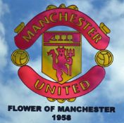 1958 Manchester United Coloured Mirror entitled 'Flower Of Manchester 1958', with a red and yellow