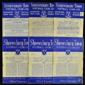Selection of 1950s Shrewsbury Town v Coventry City Football programmes homes including 1952/53,