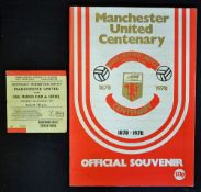 1978 Official Centenary Souvenir Programme - featuring Manchester United v Real Madrid, together