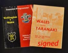 1969 Wales rugby tour to New Zealand signed rugby programme to incl v Taranaki and signed by 12