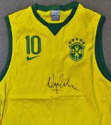 Neymar Signed Brazil Football vest in yellow signed to the front with no 10, size XL