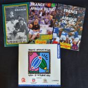 5x France v South Africa rugby programmes from 1970's onwards to include '74, 1st and 2nd Tests '92,