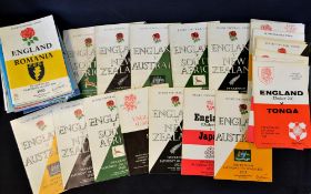 Collection of England rugby programmes against Overseas International touring teams from the 1950'