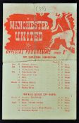 1944/1945 Manchester United v Doncaster Rovers Football programme for the match dated 28 April.