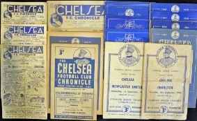 1940s - 50s Chelsea Football programme selection a home selection including 1946/47 v Everton, Derby