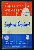 1938 England v Scotland Football programme at Wembley 9 April, in fair-good condition