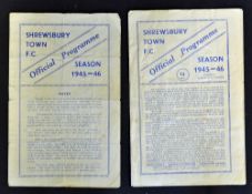 1945/6 Shrewsbury Town football programmes including v Ransome and Marles date 27th April and