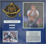Signed Paul Gascoigne England Football display featuring a signed canvas print depicting the 1990