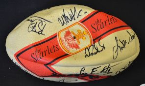 Llanelli Scarlets signed rugby ball signed by 16 players